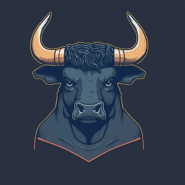 Illustration Bull Huvud Logotyp Maskot Design Buffalo Ansiktsvektor Design — Stock vektor