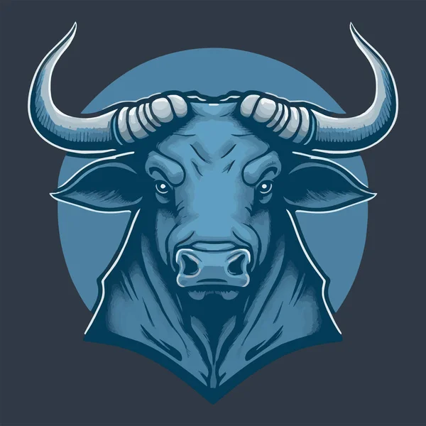 Ilustração Design Mascote Logotipo Cabeça Touro Projeto Vetor Rosto Búfalo — Vetor de Stock