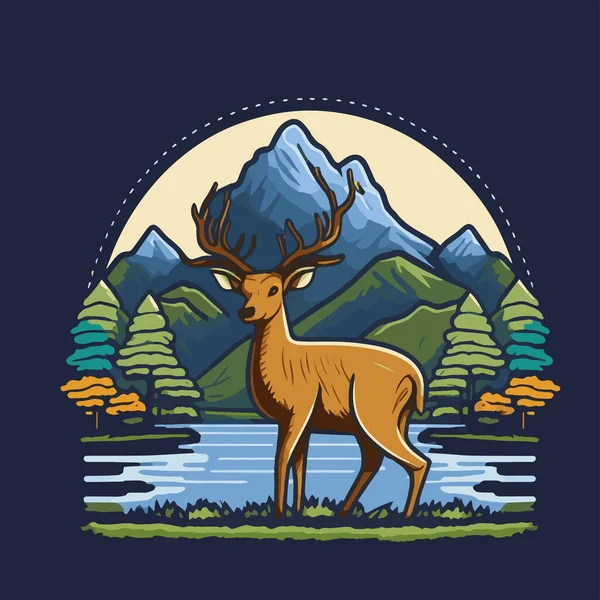 ポスターデザインのための鹿頭マスコットのロゴイラスト — ストックベクタ