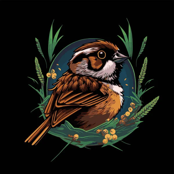 Gorrión Vector Logo Ilustración Pájaro Simple Mascota Estilo Colorido — Vector de stock