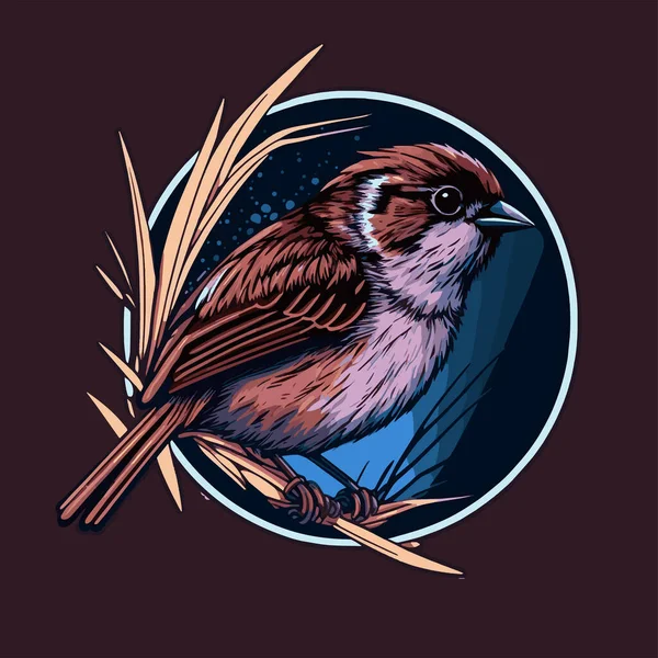 Wróbel Wektor Logo Ilustracja Bird Simple Maskotka Kolorowy Styl — Wektor stockowy
