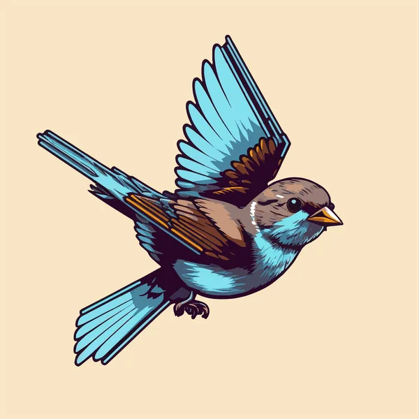 Flying Sparrow Vector Logo Ilustrace Jednoduchý Maskot Barevný Styl — Stockový vektor