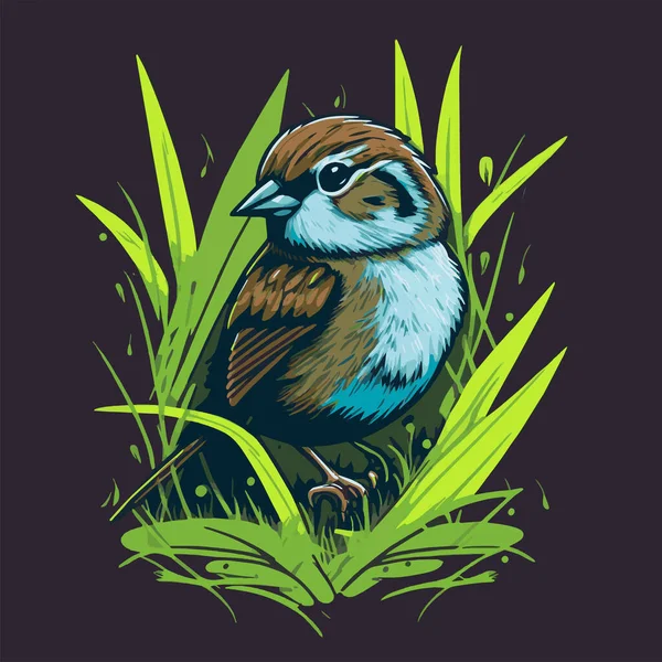 Sparrow Vector Λογότυπο Εικονογράφηση Πουλιών Απλή Μασκότ Πολύχρωμο Στυλ — Διανυσματικό Αρχείο