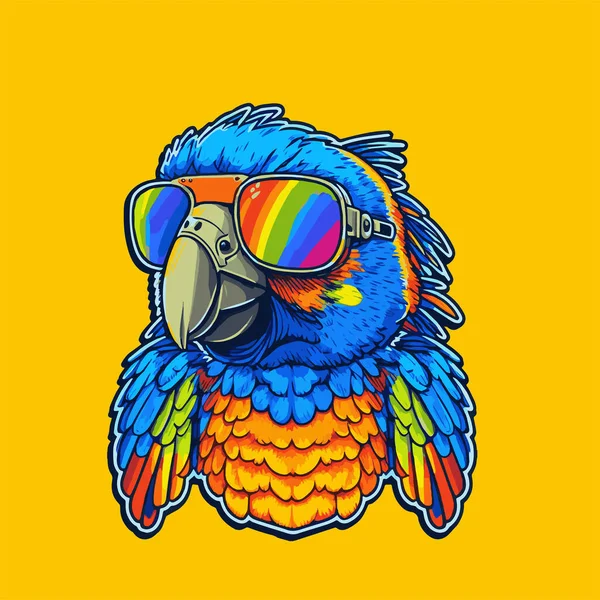 Ilustração Vetor Identidade Visual Cabeça Papagaio Arara Colorida Mascote Pássaro —  Vetores de Stock