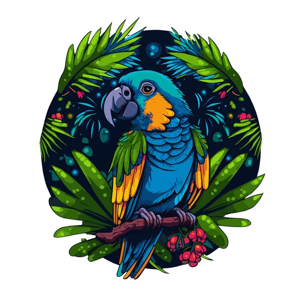 Colorful Macaw Parrot Head Visual Identity Vector Illustration Cockatoo Bird — Stock Vector