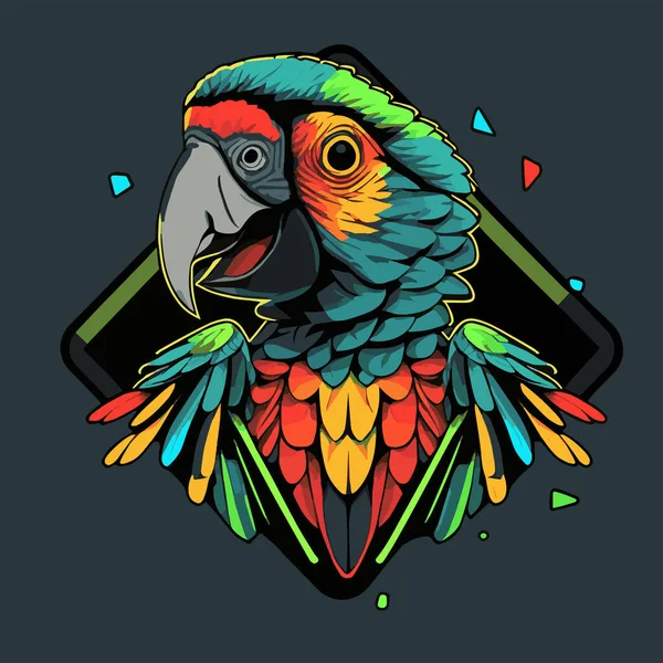 Illustration Vectorielle Identité Visuelle Tête Perroquet Aras Coloré Mascotte Oiseau — Image vectorielle