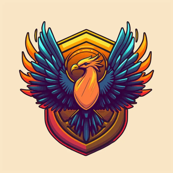 Red Phoenix Mascot Sport Logo Design Mythology Bird Mascot Vector — Stock Vector