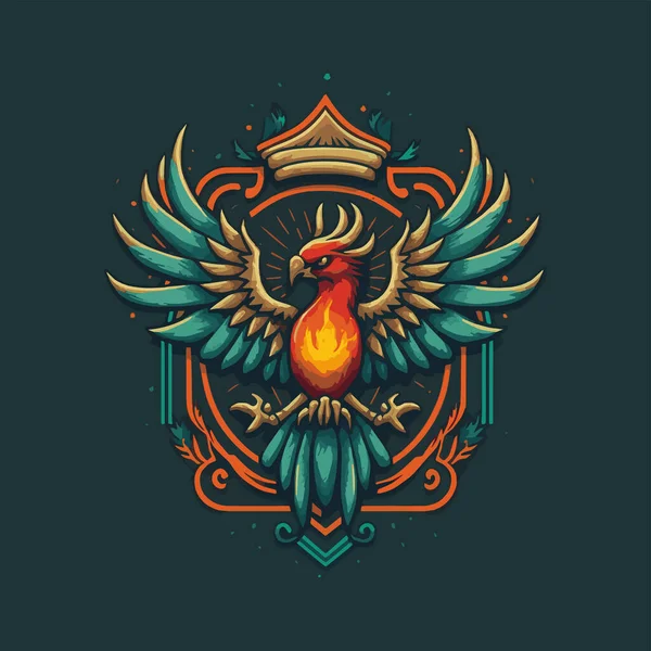 Дизайн Логотипу Red Phoenix Mythology Bird Mascot Vector Illustrate — стоковий вектор