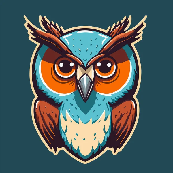 Logo Poster Tasarımı Için Orman Ağacı Ndaki Renkli Baykuş Çizimi — Stok Vektör