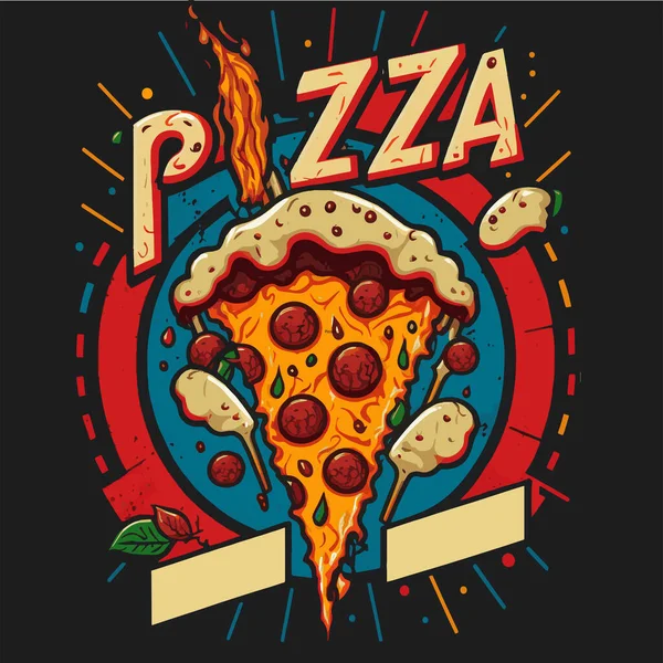 Illustration Vektor Grafisk Italiensk Pizza Logotyp Snabbmat Café Restaurang Affisch — Stock vektor