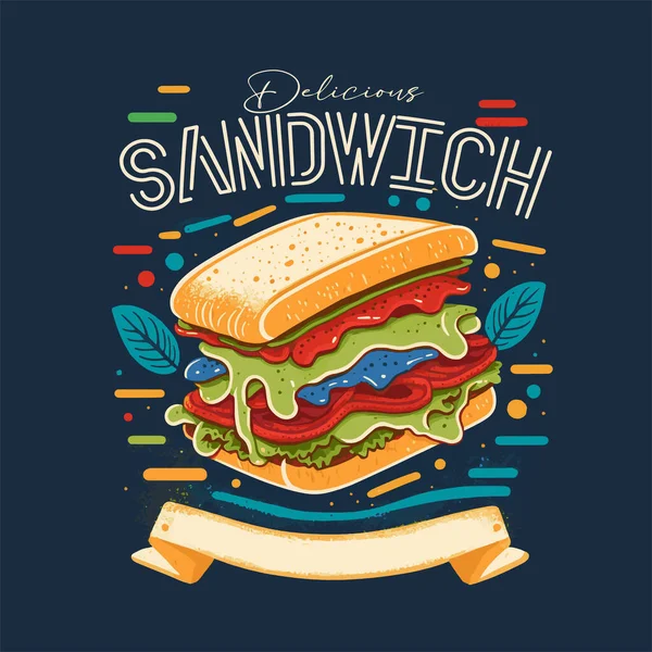 Sandwich Dengan Sosis Panjang Bacon Persegi Panjang Kartun Vektor Ikon - Stok Vektor