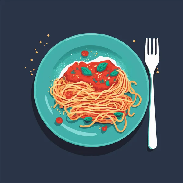Vector Illustration Italian Tasty Spaghetti Fork Plate Logo Badges Poster — Stock Vector