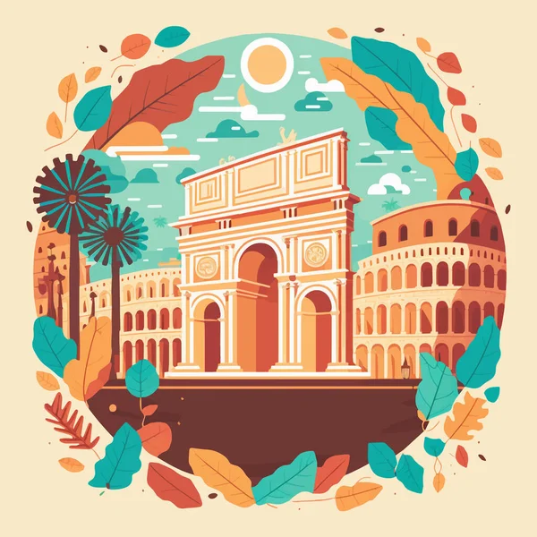 Εικονογράφηση Διάνυσμα Της Ρώμης Ιταλία Ταξιδιωτικός Οδηγός Πόλη Σήμα Έννοια — Διανυσματικό Αρχείο