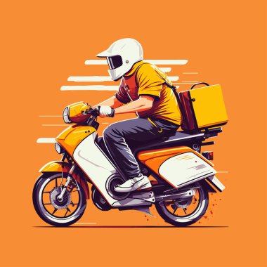 Teslimatçı için kurye motosikletli motosikletli teslimatçı.