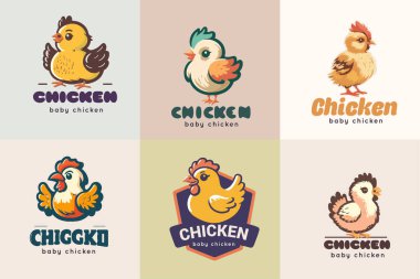 Set of logo Badges with Chicken Rooster logo Collection in Retro vintage style Emblems. Premium Logo Design Vector Illustration. clipart