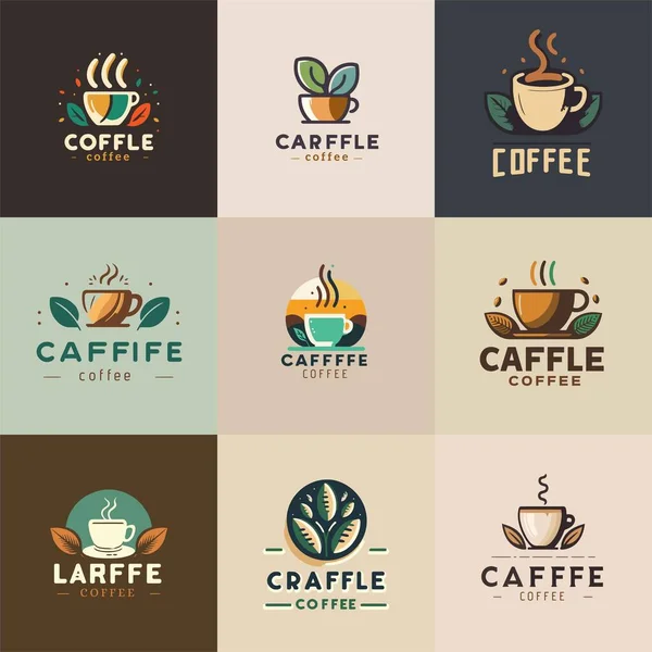 Conjunto Conjunto Logotipo Cafetería Elementos Ilustradores Diseño Vectorial Signos Comerciales — Vector de stock
