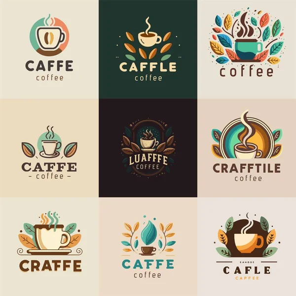 Set Mit Coffee Shop Logo Vorhanden Vektordesign Illustratorelemente Geschäftszeichen Logos — Stockvektor