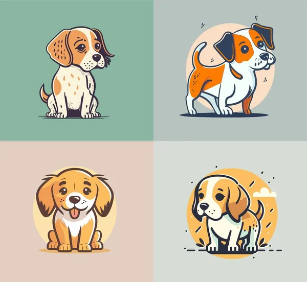 Иллюстрация Милых Забавных Собачьих Персонажей Логотипа Мультфильма — стоковый вектор