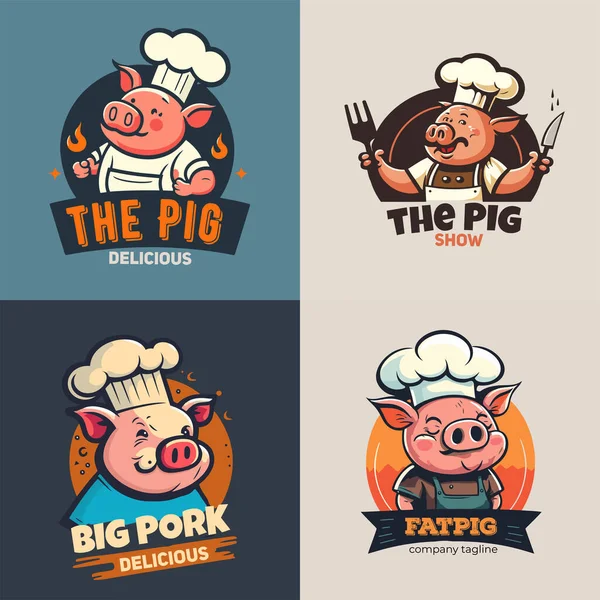 Ilustración Mascota Del Logotipo Del Chef Cerdo Para Concepto Marca — Vector de stock