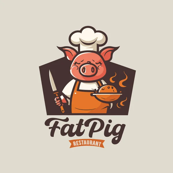 Απεικόνιση Για Λογότυπο Pig Σεφ Μασκότ Για Χοιρινό Σχάρα Bbq — Διανυσματικό Αρχείο