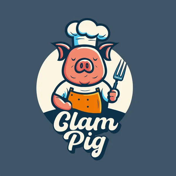 Illustration Sur Mascotte Chef Cochon Logo Pour Barbecue Porc Concept — Image vectorielle