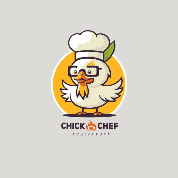 Απεικόνιση Του Τηγανητό Κοτόπουλο Κόκορα Σεφ Λογότυπο Μασκότ Για Εστιατόριο — Διανυσματικό Αρχείο
