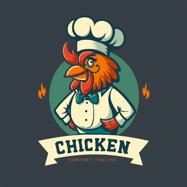 Ilustración Del Logotipo Mascota Del Gallo Pollo Frito Chef Para — Archivo Imágenes Vectoriales
