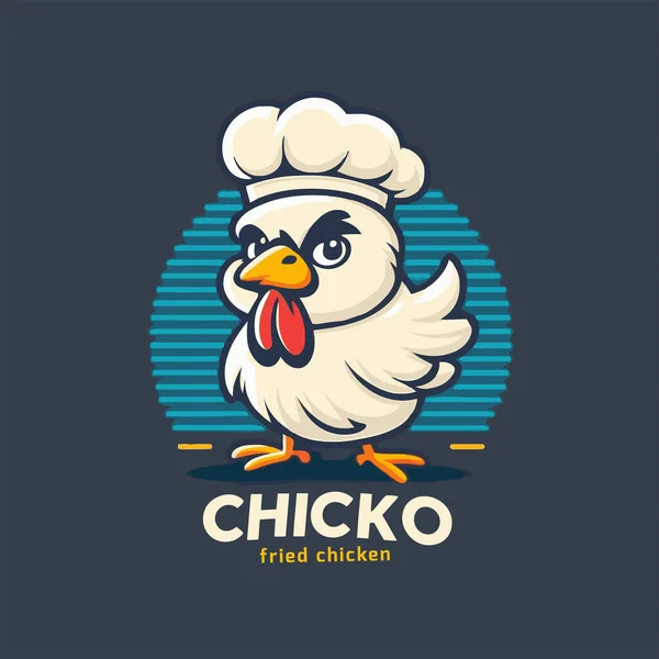 Kızarmış Tavuk Horozu Şef Maskot Logosu Yemek Restoranı Konsepti Vektör — Stok Vektör