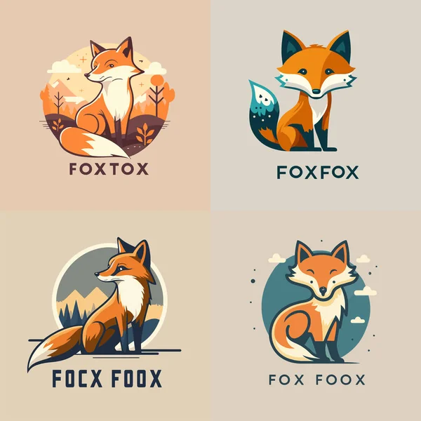 Illustration Fox Head Logo Branding Concept Vector Style Product Company — Stock Vector