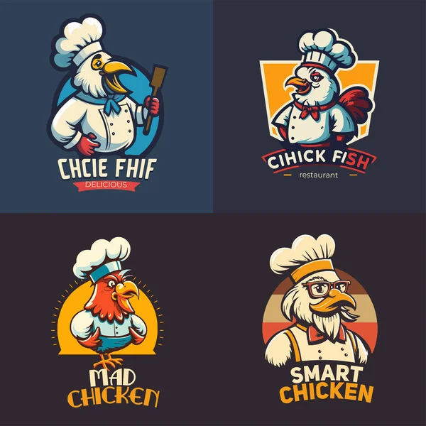 Ilustración Del Logotipo Mascota Del Gallo Pollo Frito Chef Para — Vector de stock
