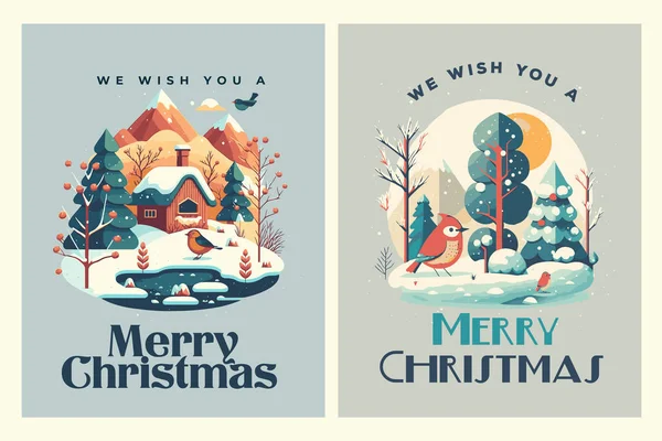 Шаблон Ілюстрації Веселого Різдва Новим Роком Вітальна Листівка Запрошення Банер — стоковий вектор