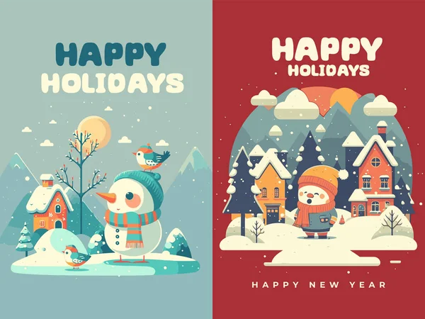 Modèle Illustration Joyeux Noël Bonne Année Carte Voeux Invitation Bannière — Image vectorielle