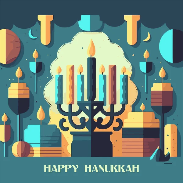 Tarjeta Felicitación Hanukkah Amor Luz Por Hanukkah Tarjetas Vacaciones Judías — Vector de stock