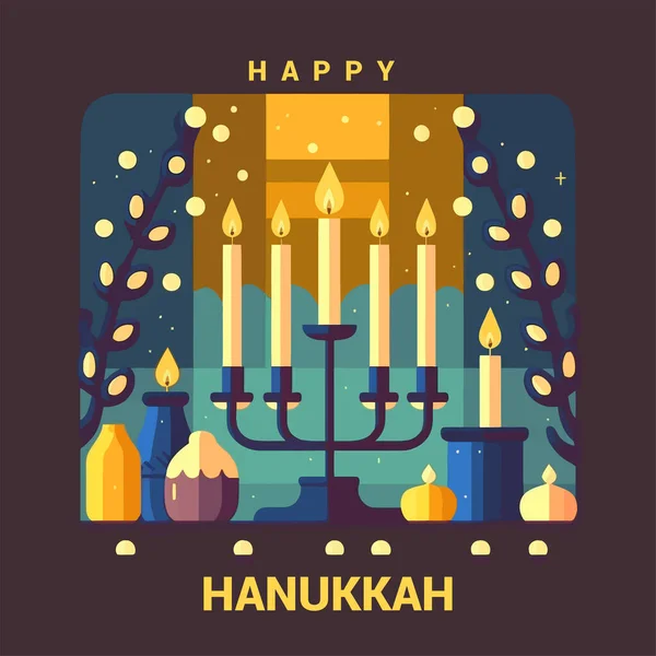 Hanukkah Greeting Card Love Light Hanukkah Jewish Holiday Cards — Stock Vector
