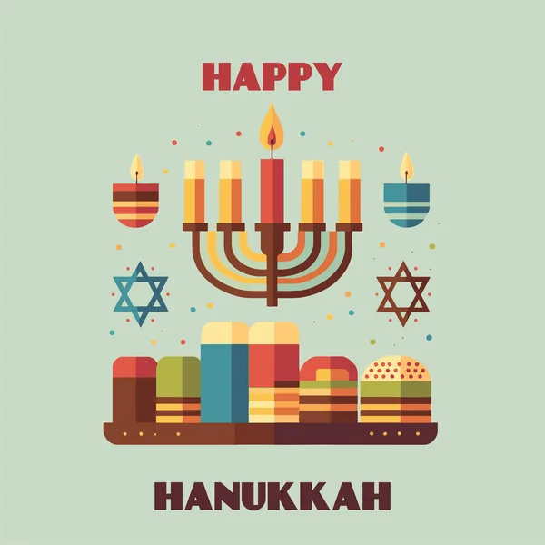 Ευχετήρια Κάρτα Χάνουκα Αγάπη Και Φως Για Τις Εβραϊκές Χριστουγεννιάτικες — Διανυσματικό Αρχείο