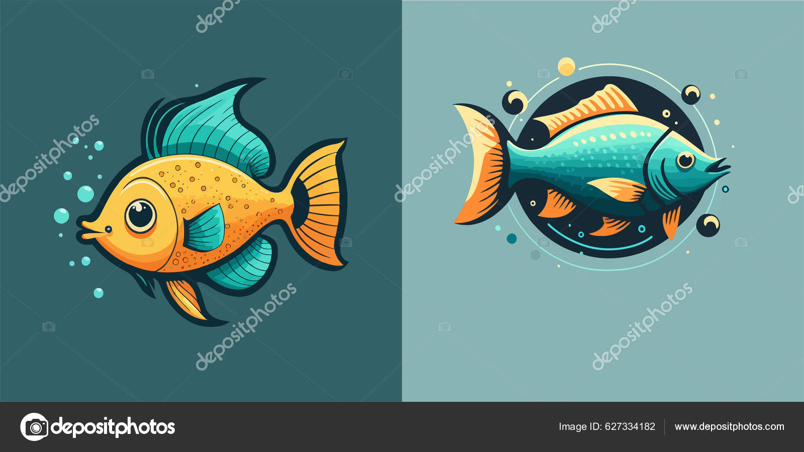 Иллюстрация Милой Забавной Рыбы Мультяшном Стиле Плоская Векторная.