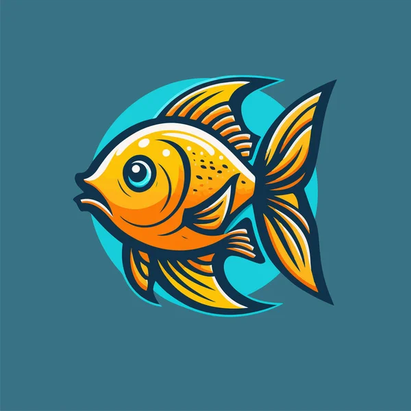 漫画風のかわいい面白い魚のイラスト ロゴのアイコンやマスコットのための海の動物のフラットベクトルグラフィック — ストックベクタ