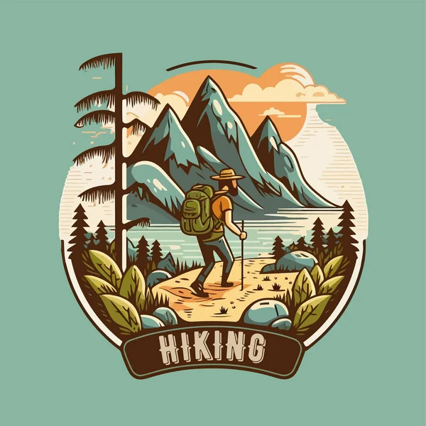 Insignia Logo Colección Explorador Montaña Vintage Senderismo Trekking Aventura Camping — Vector de stock