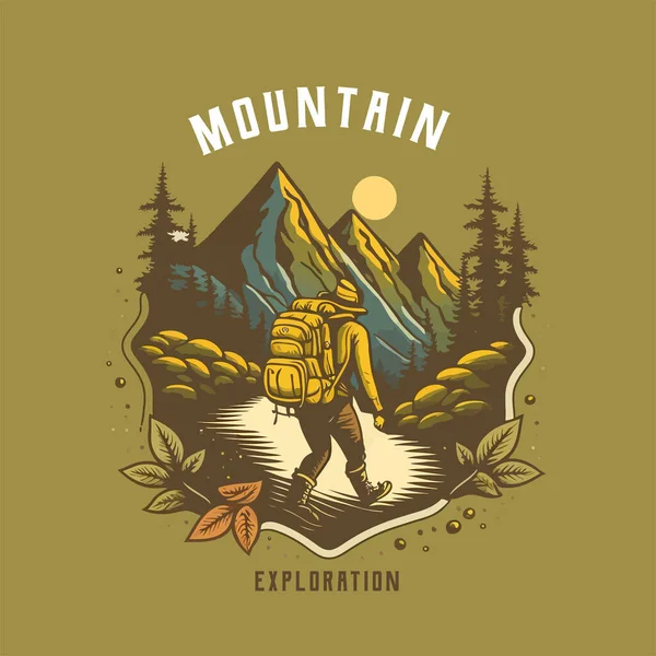 Emblema Logo Coleção Explorador Montanha Vintage Caminhadas Trekking Aventura Camping — Vetor de Stock