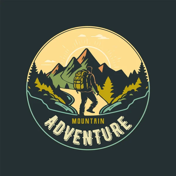 Badge Logo Collection Vintage Explorateur Montagne Randonnée Trekking Aventure Camping — Image vectorielle