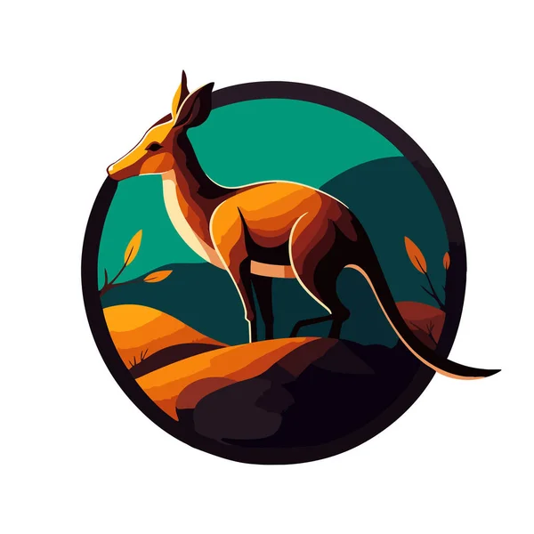 Ilustrace Klokan Wallaby Australské Zvíře Divoký Znak Vektor Ilustrace Pro — Stockový vektor