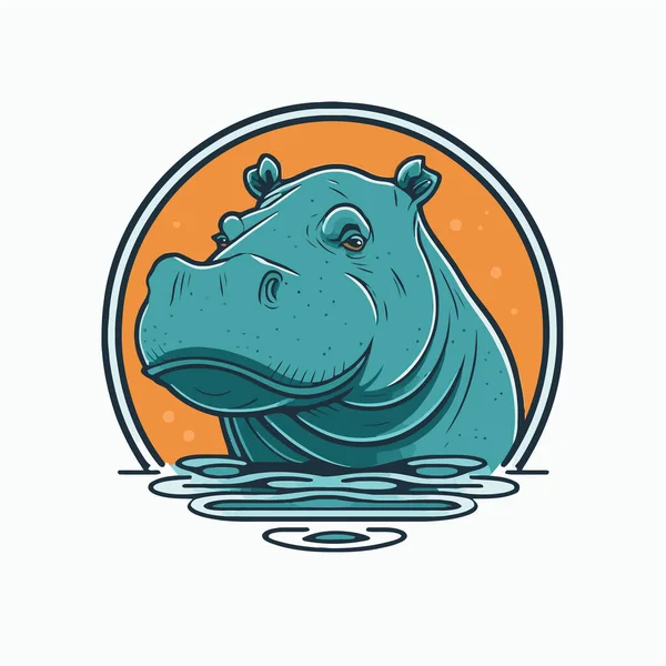Illustrazione Ippopotamo Personaggio Logo Mascotte Animale Selvatico Ippopotamo Cartone Animato — Vettoriale Stock