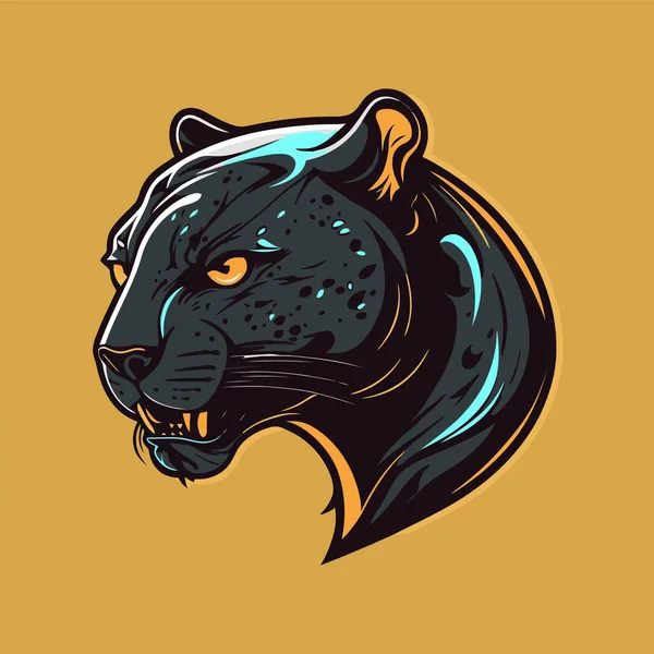 Black Panther Logo Maskot Ikona Divoké Zvíře Znak Ilustrace Vektoru — Stockový vektor