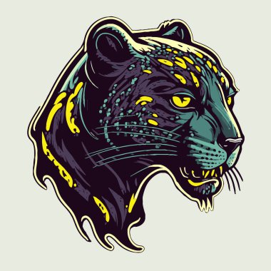 Black Panther logo mascot icon wild animal character illustration in vector flat color style illustration clipart