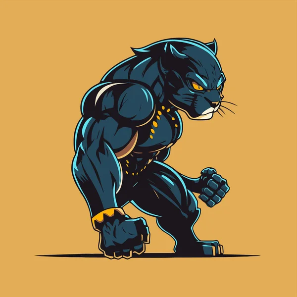 Black Panther Logo Maskot Ikona Divoké Zvíře Znak Ilustrace Vektoru — Stockový vektor