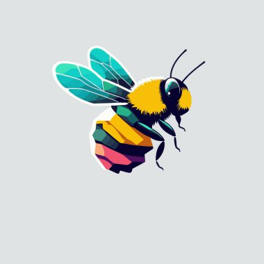 Illustration of flying honey bee bumblebee character logo mascot flat color vector clipart