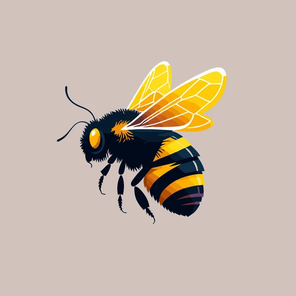 Ілюстрація Літаючого Медоносного Бджолиного Джмеля Символ Талісман Плаский Колір Вектор — стоковий вектор