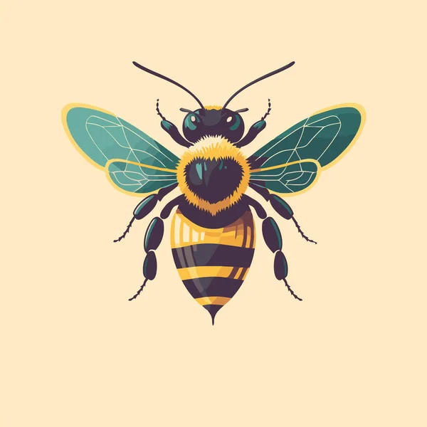 Illustration Flygande Honung Humla Karaktär Logotyp Maskot Platt Färg Vektor — Stock vektor