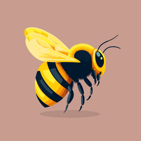 Illustration Flygande Honung Humla Karaktär Logotyp Maskot Platt Färg Vektor — Stock vektor