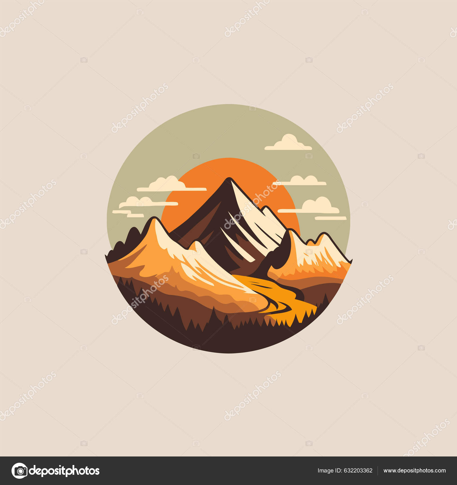 Illustration Mountain Hill Logo Design Vector Nature Landscape